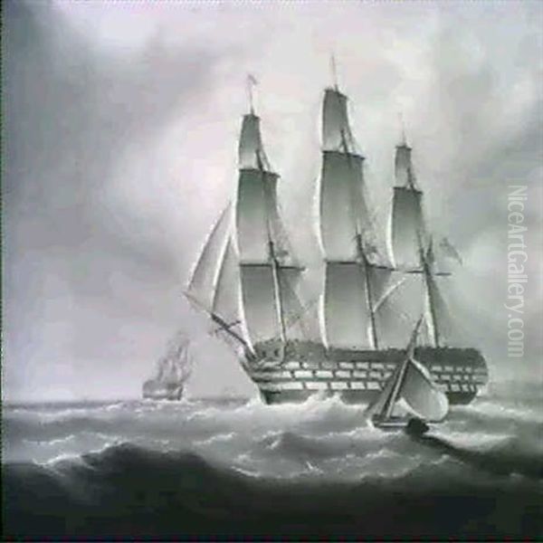 Sailing Off The Coast Oil Painting by James Edward Buttersworth