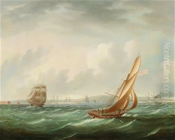 A Frigate Of The Royal Navy Oil Painting by Thomas Buttersworth