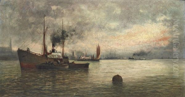 Unloading Cargo Oil Painting by Ioannis (Jean H.) Altamura