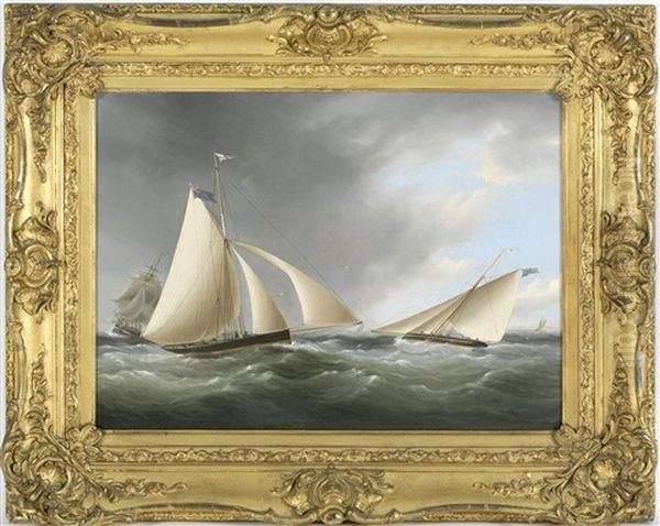 Cutters Racing In The Channel Of The Seven Sisters Oil Painting by Thomas Buttersworth