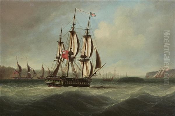 The British Fleet Arriving At The Bay Of Naples Oil Painting by Thomas Buttersworth