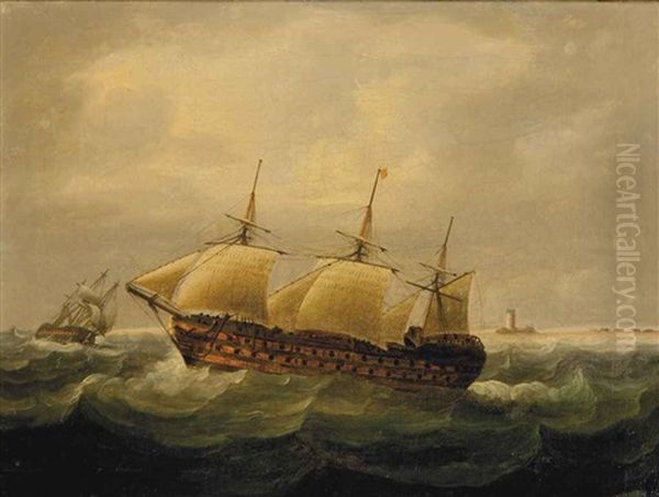 The Wreck Of The Hms St. George, Norway, 1811 Oil Painting by Thomas Buttersworth