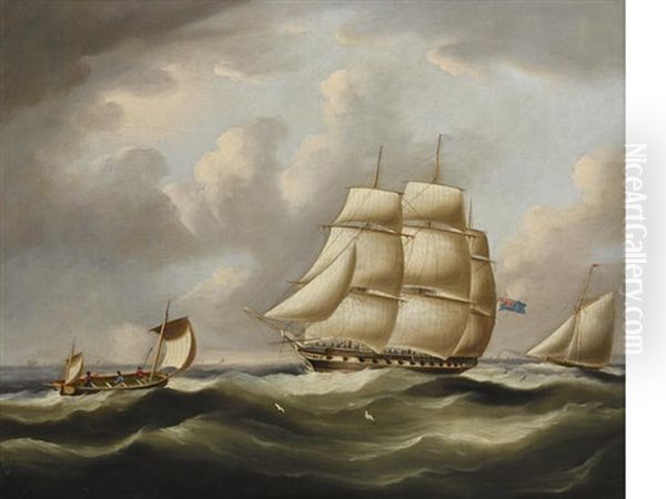 Off The Isle Of Wight Oil Painting by Thomas Buttersworth