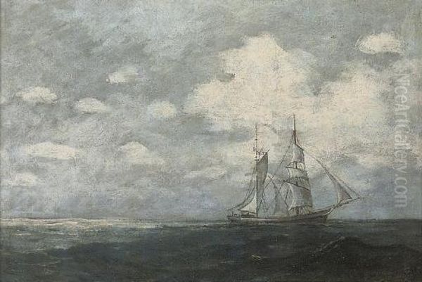 A Trading Brig Oil Painting by Ioannis (Jean H.) Altamura