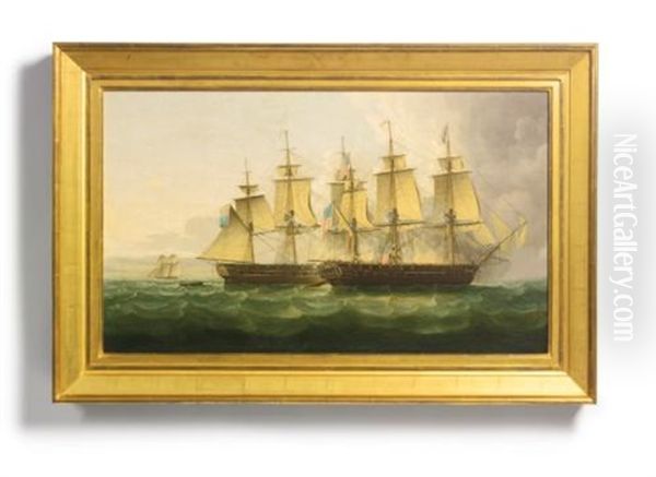 Uss Chesapeake And The Hms Shannon Oil Painting by Thomas Buttersworth