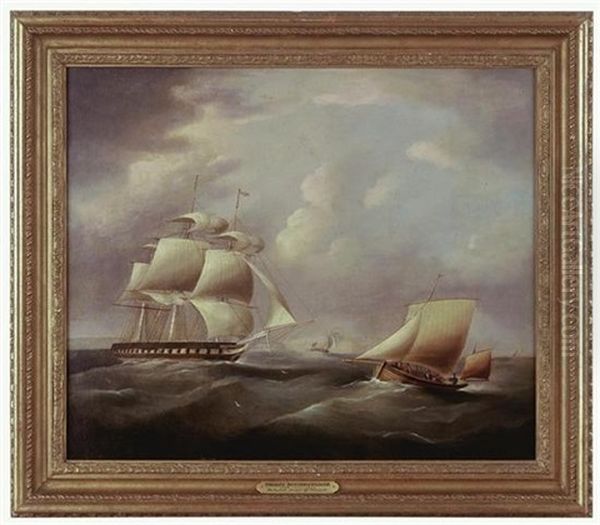 An English Frigate And Deal Galley Punt Off The South Foreland Oil Painting by Thomas Buttersworth