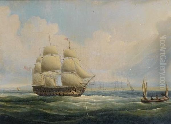 H.m.s. Blake, 74-guns, Leaving Port Royal, Jamaica by Thomas Buttersworth