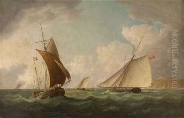 Shipping Off The English Coast Oil Painting by Thomas Buttersworth