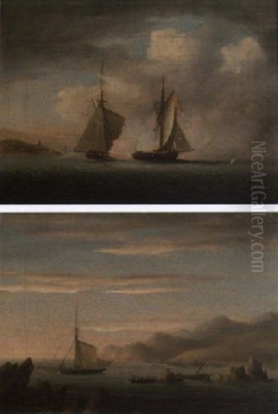 Gibraltar Point - English Cutter And Spanish Cutter Engaging Oil Painting by Thomas Buttersworth