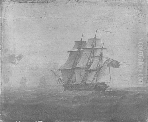 A British Frigate Under Full Sail Oil Painting by Thomas Buttersworth