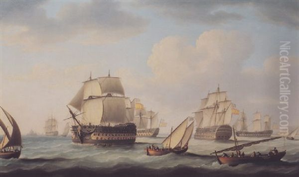 Captured Spanish Prizes After The Battle Of Cape St. Vincent by Thomas Buttersworth