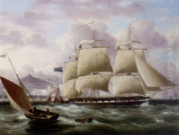 Shipping Off The Coast Of Dover Oil Painting by Thomas Buttersworth