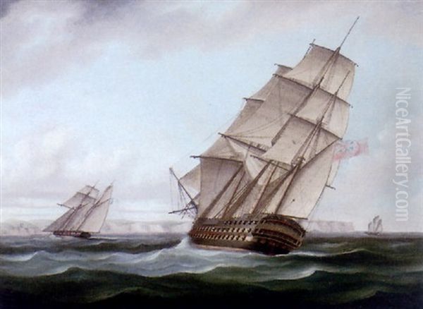 Shipping In The English Channel Oil Painting by Thomas Buttersworth