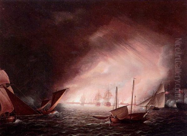 The Bombardment Of Algiers, 27th, August, 1816 Oil Painting by Thomas Buttersworth