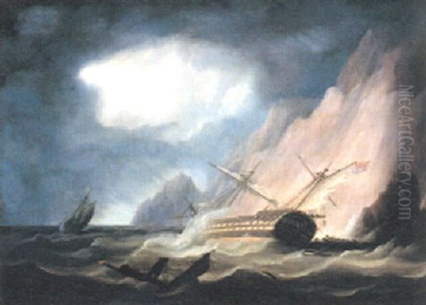 Skeppsbrott Oil Painting by Thomas Buttersworth