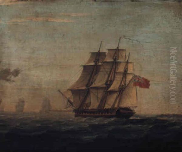 Seahorse, A Frigate In Open Seas Oil Painting by Thomas Buttersworth