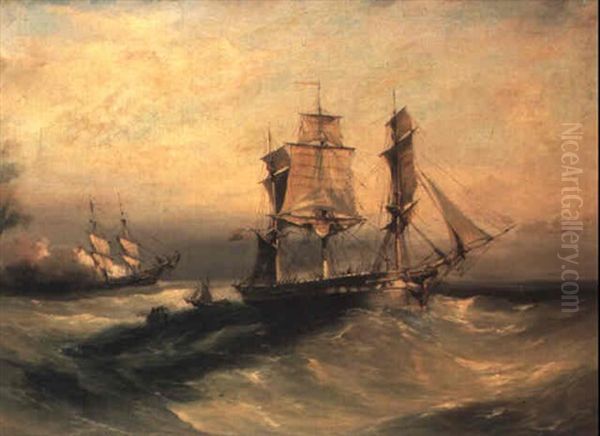 Tall Ship At Sea by Thomas Buttersworth