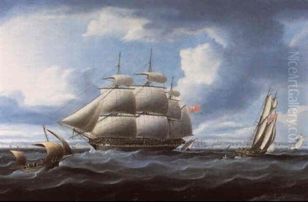 H.m.s. Amphitrite, 46 Guns, Off Cadiz Oil Painting by Thomas Buttersworth