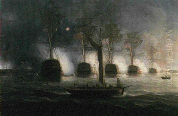 The Bombardment Of Algiers, 27th, August, 1816 Oil Painting by Thomas Buttersworth