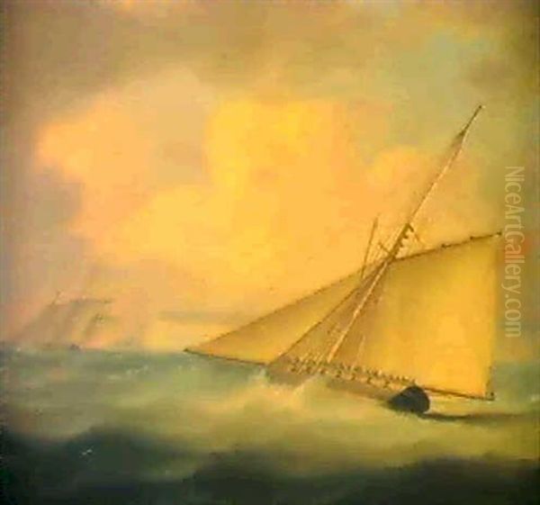 An Armed Cutter Off The Coast Oil Painting by Thomas Buttersworth