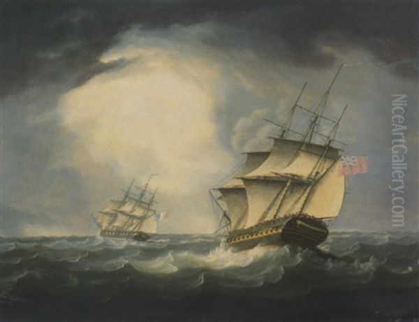 The Capture Of The French Corvette Bacchante By H. M.       Frigate Endymion, 25th June 1803, In The Bay Of Biscay by Thomas Buttersworth