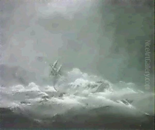 The Wreck Of The Bellissima, Off The Coast Of Cornwall,     About 1845 Oil Painting by Thomas Buttersworth