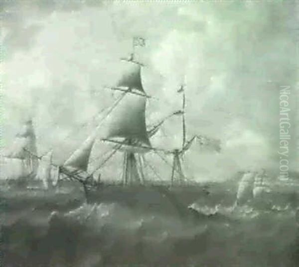 An Eighteen-gun Brig/sloop Offthe English Coast. Oil Painting by Thomas Buttersworth