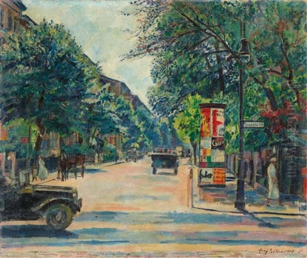 Berliner Strasenszene Am Tiergarten Oil Painting by Erich Buettner