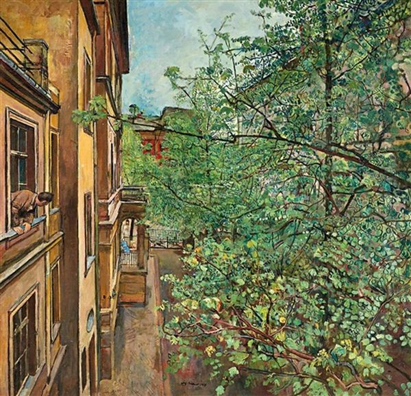 Berliner Hinterhof Oil Painting by Erich Buettner