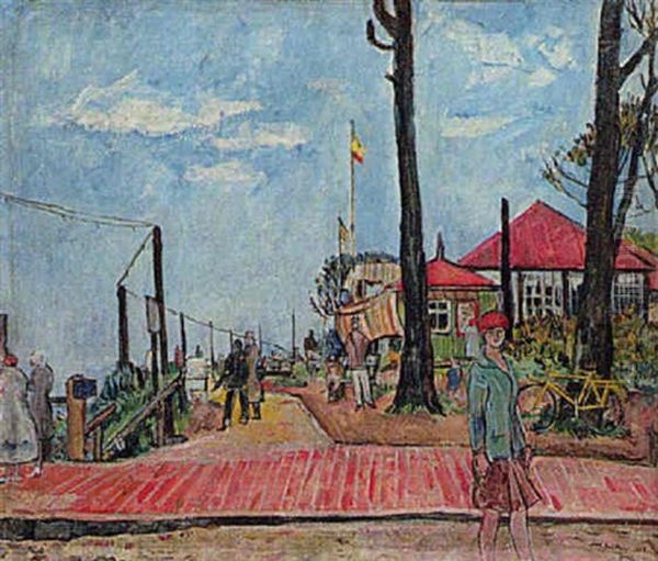 Strandpromenade In Graal Oil Painting by Erich Buettner