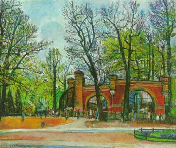 Der Barenzwinger Im Zoo (berlin) Oil Painting by Erich Buettner