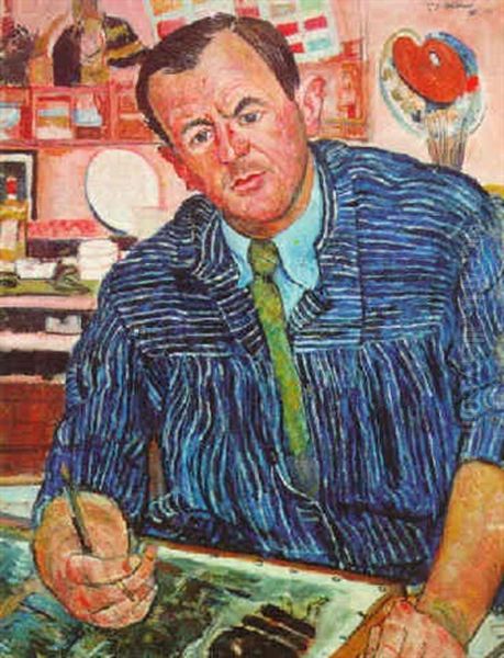 Portrait George Grosz Oil Painting by Erich Buettner