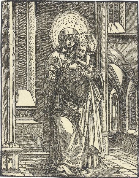 The Virgin Standing In The Church (bartsch 48; Hollstein 50) Oil Painting by Albrecht Altdorfer