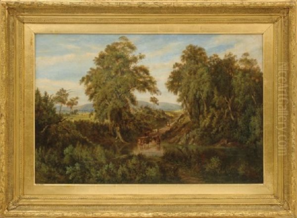 Cattle By The Waterhole Oil Painting by Abraham Louis Buvelot