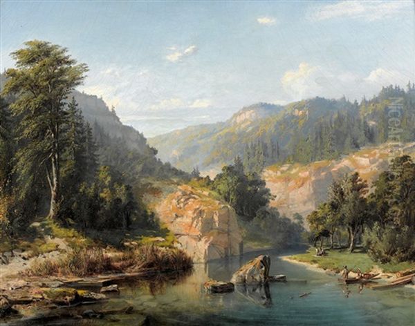 Flusslandschaft Im Gebirge Oil Painting by Abraham Louis Buvelot