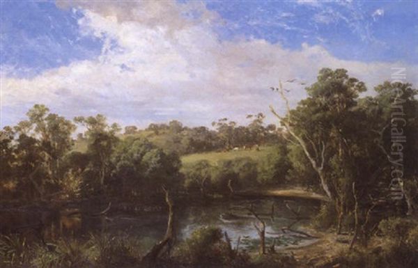 Bend On The Yarra Near Heidelberg Oil Painting by Abraham Louis Buvelot