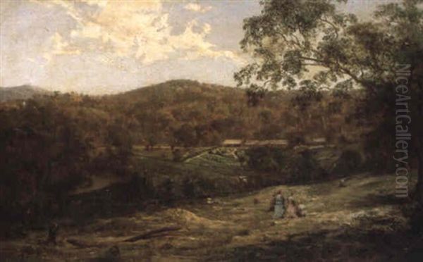 Tubbutt Homstead In The Bombala District Oil Painting by Abraham Louis Buvelot