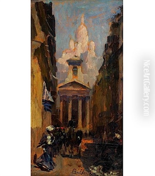 Notre-dame De Lorette Et Le Sacre-coeur, Paris Oil Painting by Boleslas (Boleslaw) Buyko