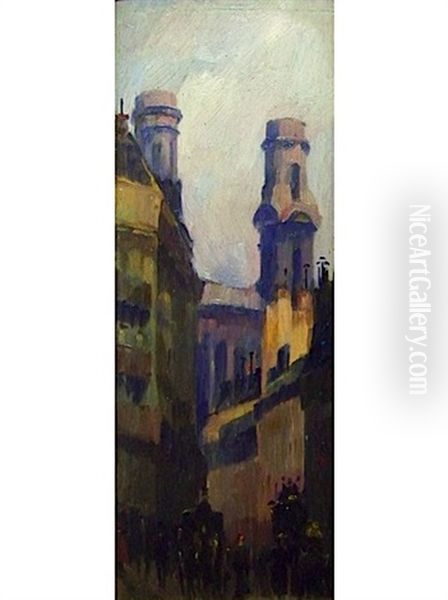 Saint-sulpice Vue Du Carrefour De La Croix Rouge Oil Painting by Boleslas (Boleslaw) Buyko