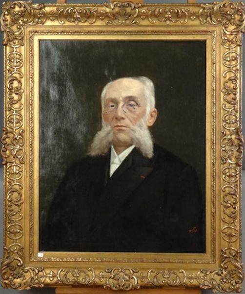 Portrait D'homme Barbu Edmond Nicolas Jh Brasseur Oil Painting by Ferdinand Buyle