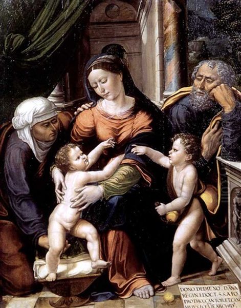 La Sainte Famille Avec Sainte Anne Et Le Petit Saint Jean Baptiste Oil Painting by Cornelius Buys the Younger