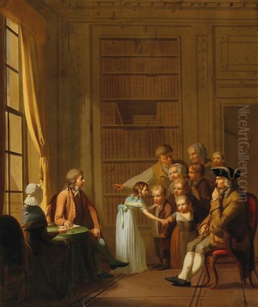 Nobles Receiving A Peasant Family Oil Painting by Jacob Buys