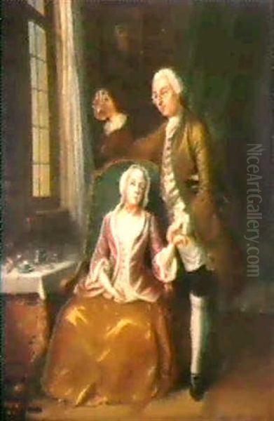 A Doctor Attending A Young Woman Seated Beside A Window Oil Painting by Jacob Buys