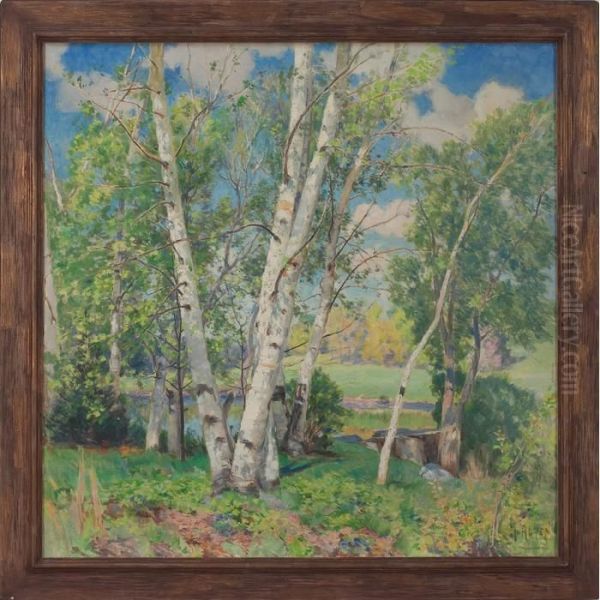 Birches Oil Painting by Mathias Joseph Alten