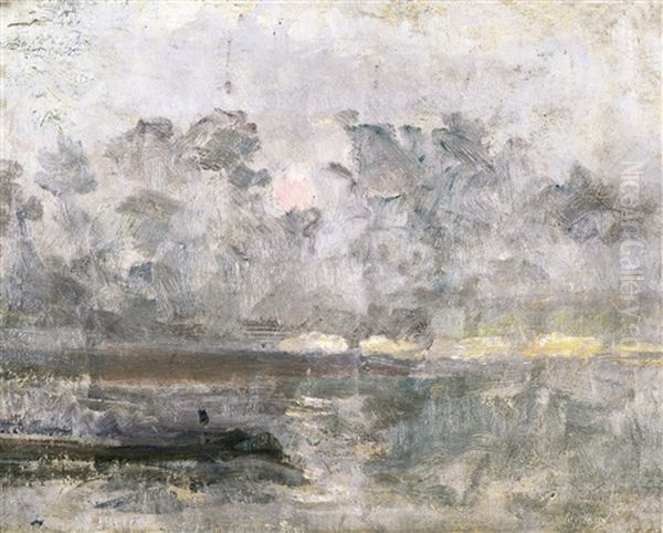 Avondnevel Over De Rivier by Georges Leon Ernest Buysse