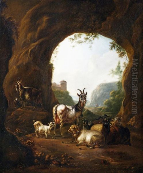 Ziegenherde In Einer Grotte Oil Painting by Willem Pietersz Buytewech