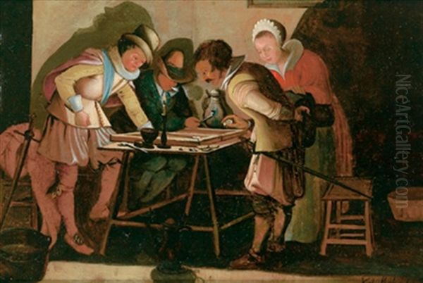 Tric Trac-spiel Bei Kerzenschein Oil Painting by Willem Pietersz Buytewech