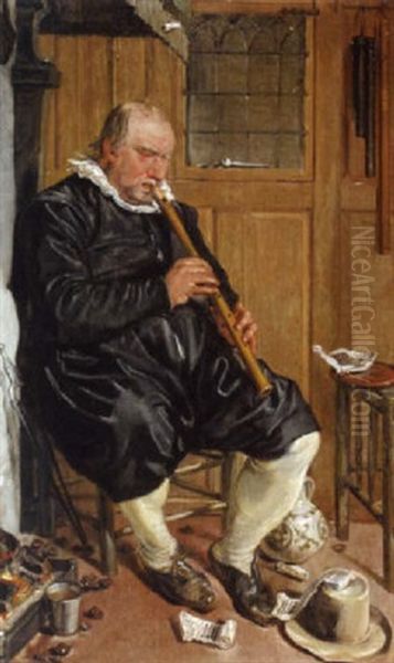 Ein Flotenspieler Am Kamin Oil Painting by Willem Pietersz Buytewech