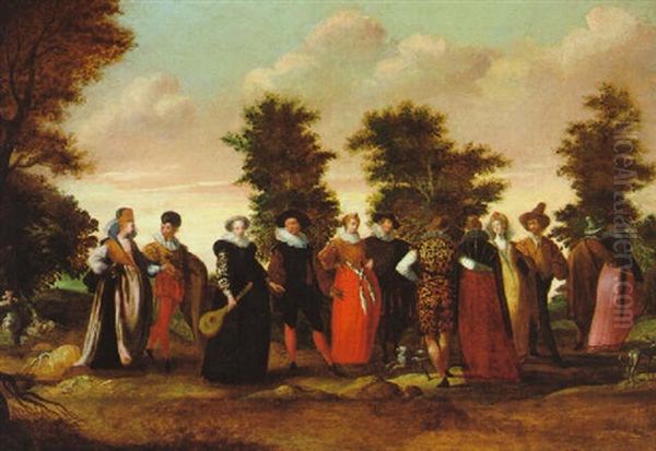 Elegante Gesellschaft In Einer Landschaft Oil Painting by Willem Pietersz Buytewech