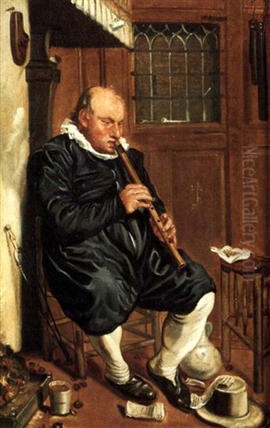 Man Playing A Flute Beside The Fire by Willem Pietersz Buytewech